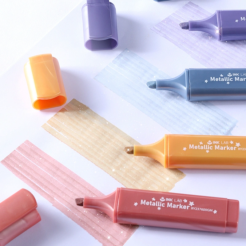 Metallic Glitter Highlighters, Pack of 4, for Journaling and Note Taking